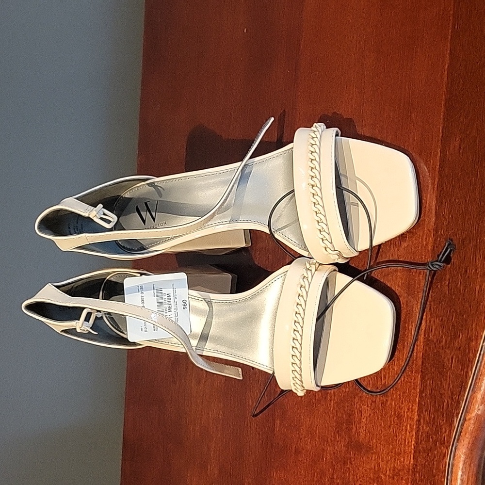 NINE WESTBraided Double Band Heel Sandals Ivory Color size 11